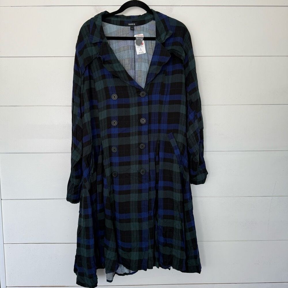 Torrid Women’s 3X Plaid Twill Trench Coat No Belt New